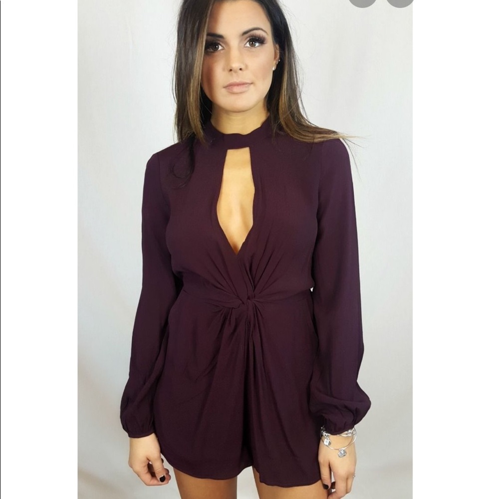 Lush Brand New- Long Sleeve Romper, choker Neck, M